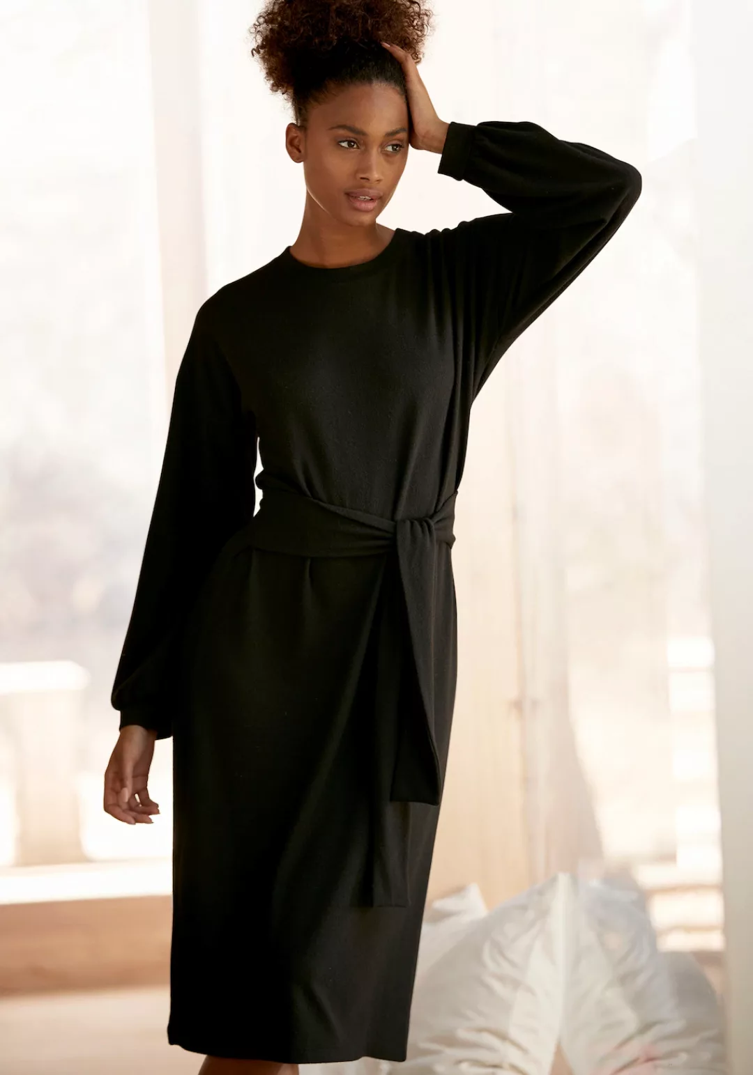 LASCANA Strickkleid -Loungekleid mit Taillengürtel, Loungewear günstig online kaufen
