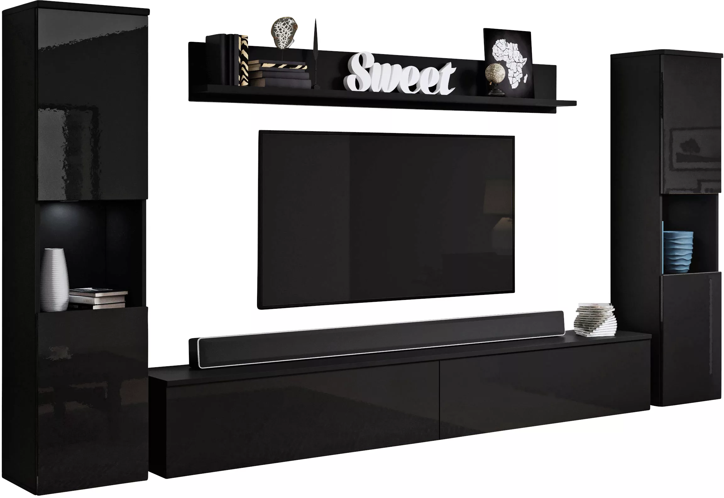 INOSIGN Wohnwand "PARIS", (Komplett-Set, 4 St.), TV-Wand 260cm breite, grif günstig online kaufen