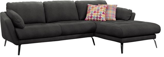 W.SCHILLIG Ecksofa softy, mit dekorativer Heftung im Sitz, Füße schwarz pul günstig online kaufen