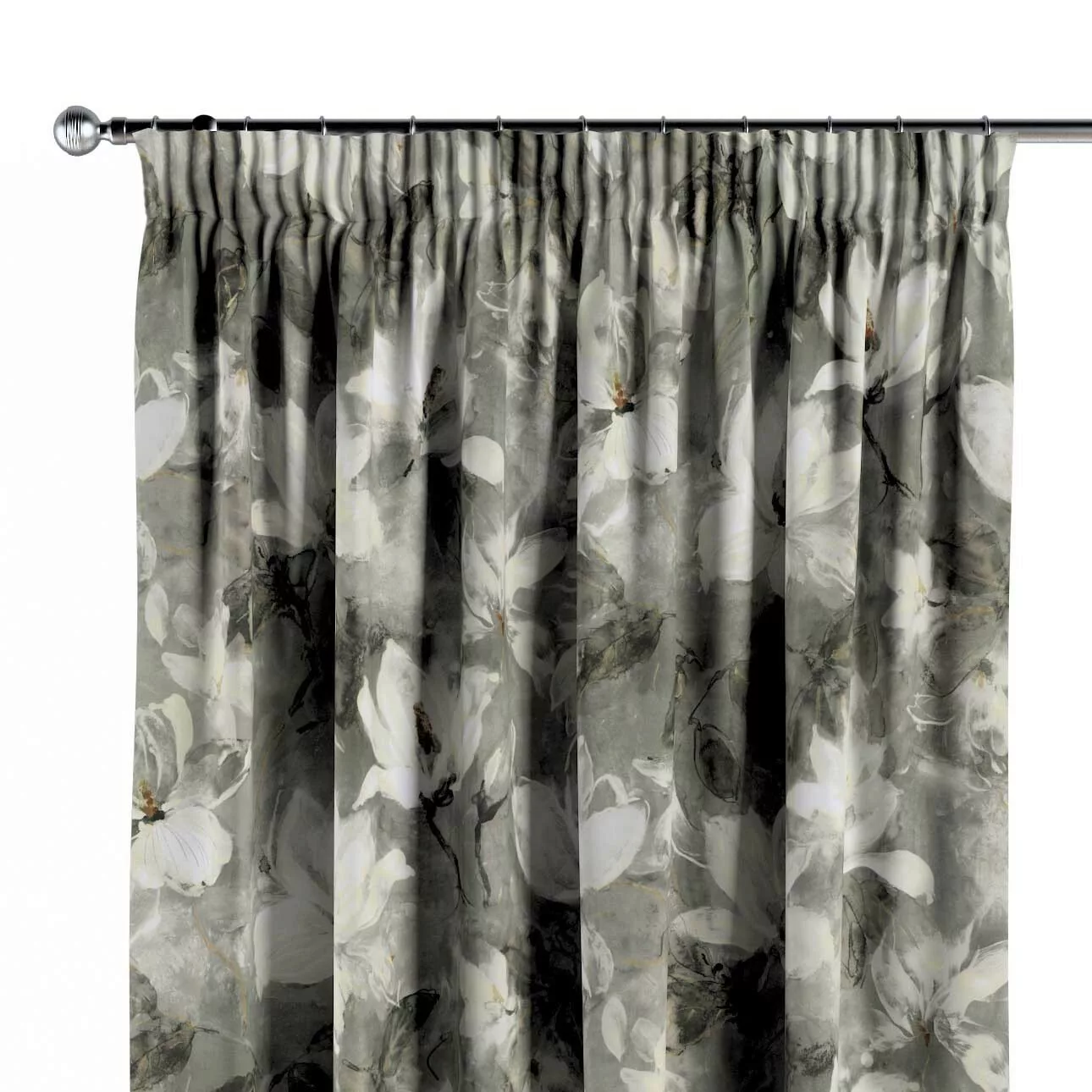 Vorhang mit Kräuselband, grau-weiß, Velvet (184-24) günstig online kaufen