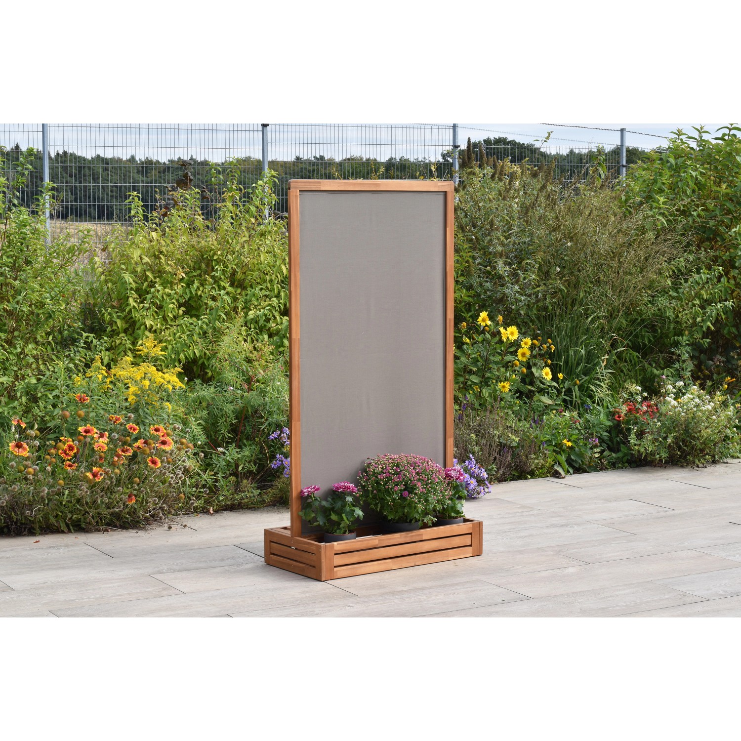 Merxx Sichtschutz mit Textilbespannung 90 x 45 x 171 cm Akazie/Textil günstig online kaufen