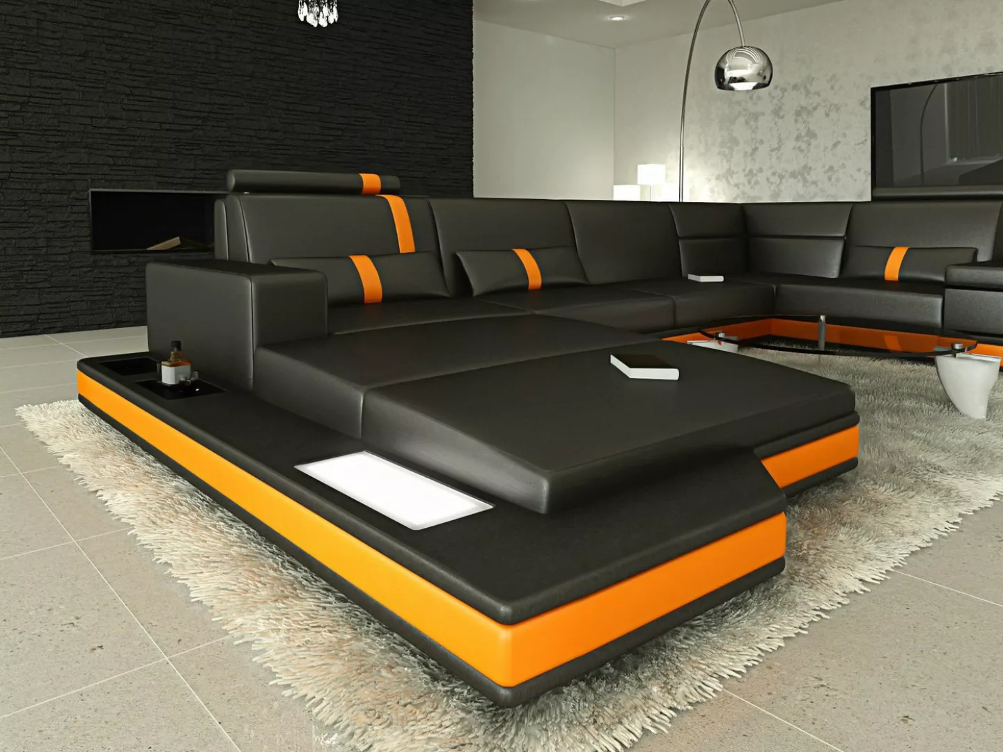 Sofa Dreams Wohnlandschaft Ledersofa Ledercouch Messana U Form Leder Sofa, günstig online kaufen