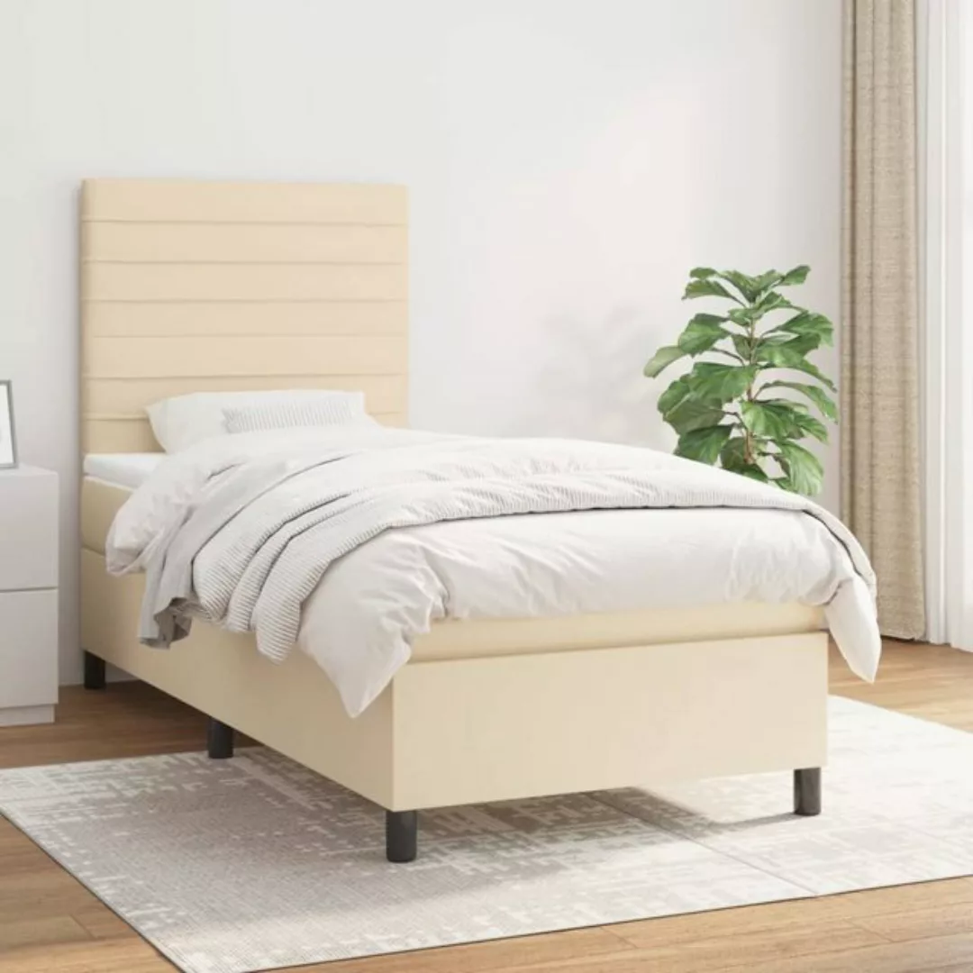 vidaXL Boxspringbett Boxspringbett mit Matratze Creme 100x200 cm Stoff Bett günstig online kaufen