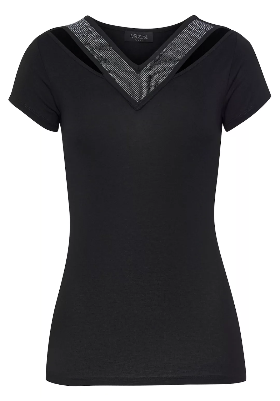 Melrose V-Shirt, mit Glitzersteinen günstig online kaufen
