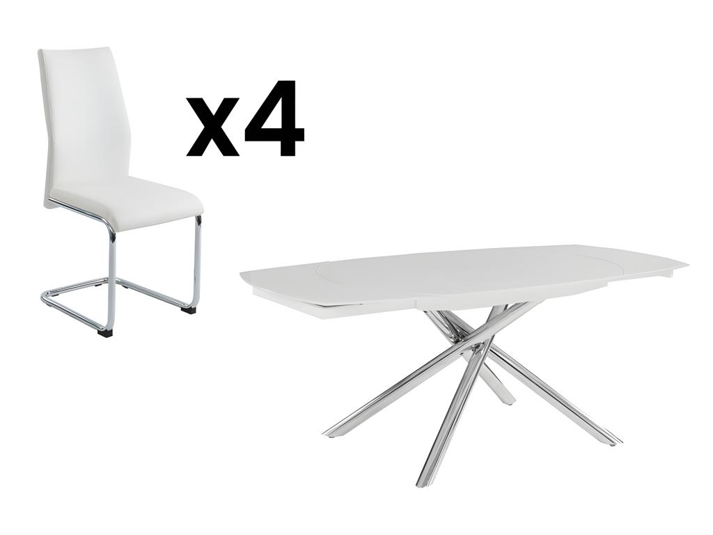 Sparset Esstisch CAMELIA + 4 Stühle PAULINE - Weiß günstig online kaufen
