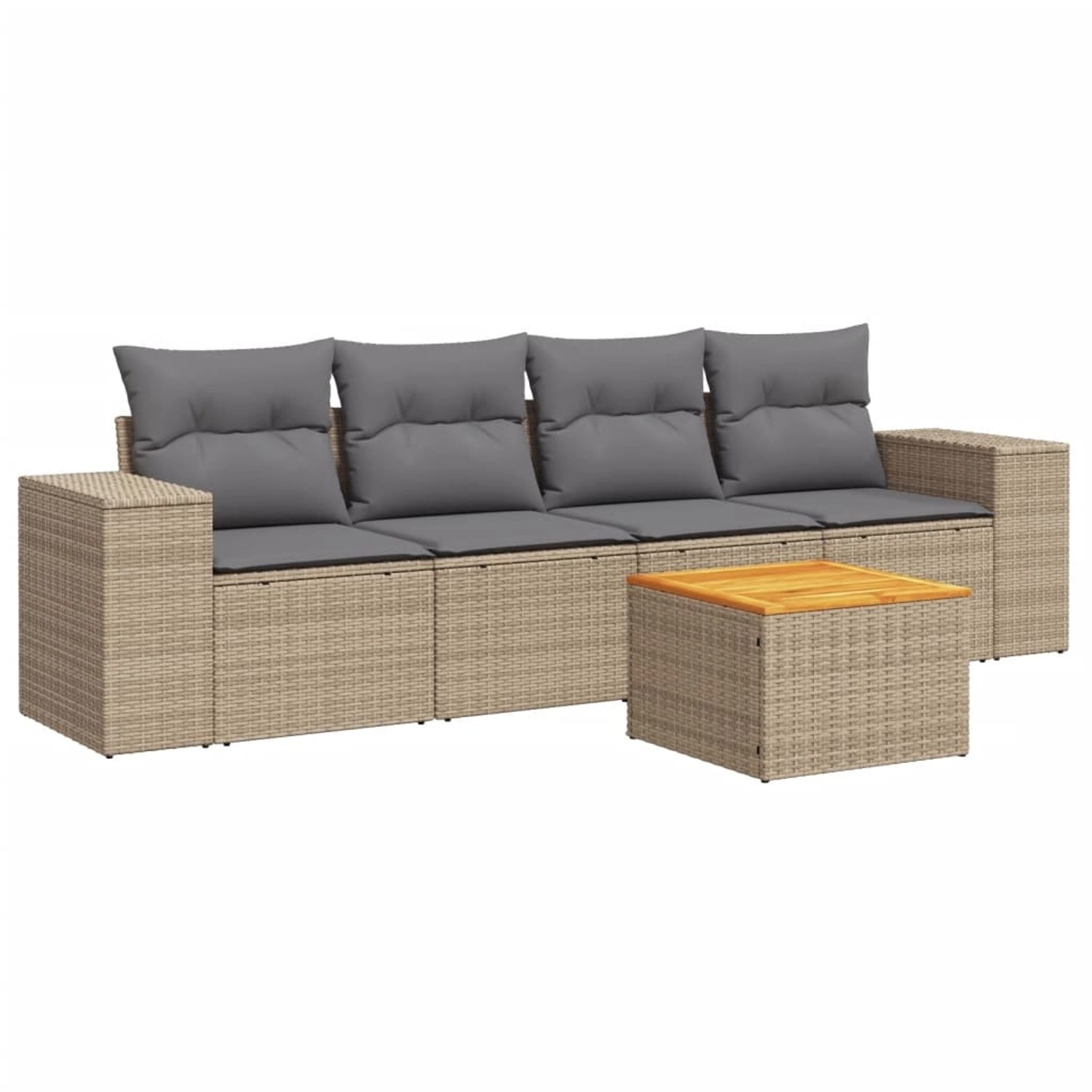 vidaXL 5-Tlg Garten-Sofagarnitur mit Kissen Beige Poly Rattan 3225324 günstig online kaufen