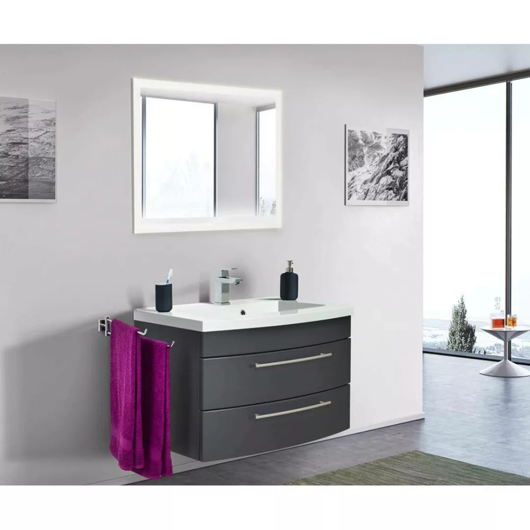 Lomadox Waschplatz Set mit 80cm Waschtisch LUINO-02 Hochglanz weiß günstig online kaufen