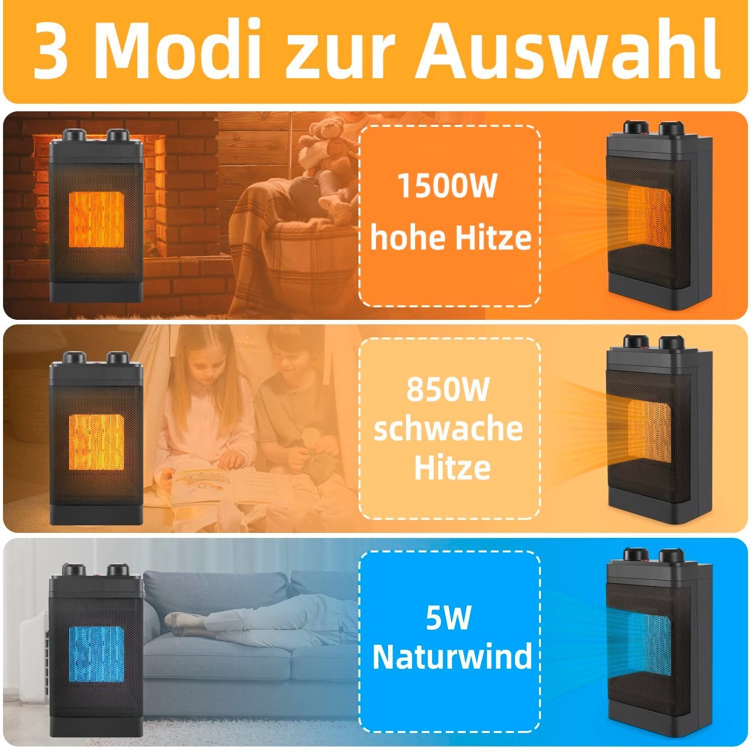 ZMH Keramikheizlüfter leise keramik energiesparend Elektroheizung, günstig online kaufen