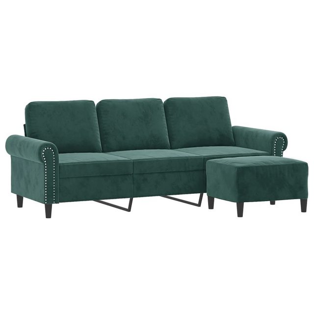 vidaXL Sofa 3-Sitzer-Sofa mit Hocker Dunkelgrün 180 cm Samt günstig online kaufen