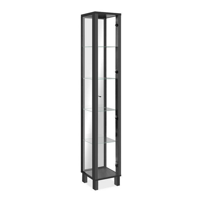 Finori Glasvitrine 1 Tür links/recht montierbar, 4 Böden, Schwarz, - 33x189 günstig online kaufen