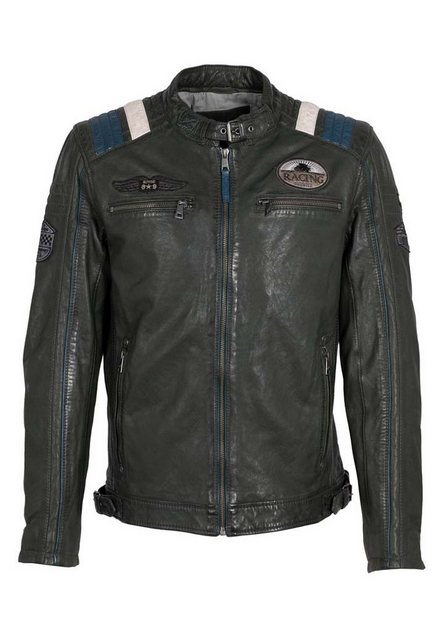 Mauritius Lederjacke MMFurious mit kontrastfarbenen Details, Badges, Reißve günstig online kaufen