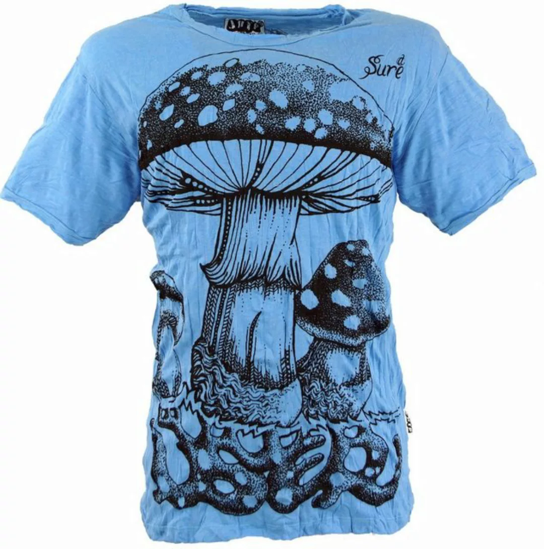 Guru-Shop T-Shirt Sure Herren T-Shirt Fliegenpilz - hellblau Goa Style, Fes günstig online kaufen