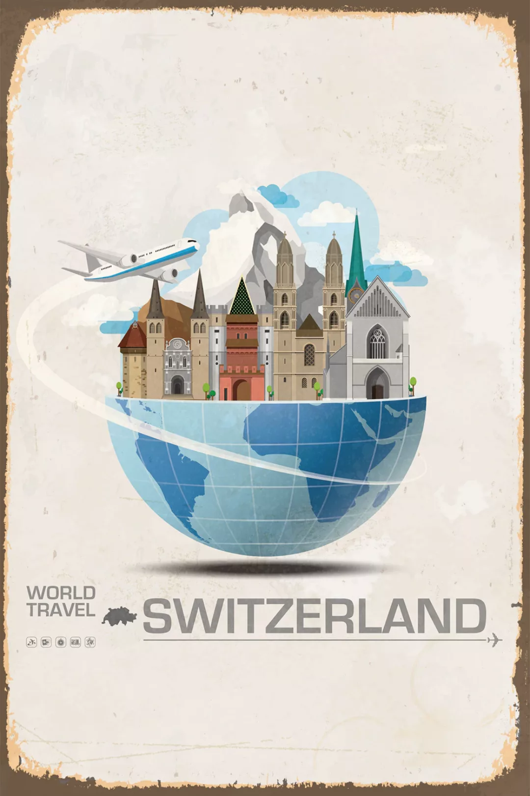 queence Metallbild "WORLD TRAVEL SWITZERLAND", Schweiz, Blechschilder günstig online kaufen