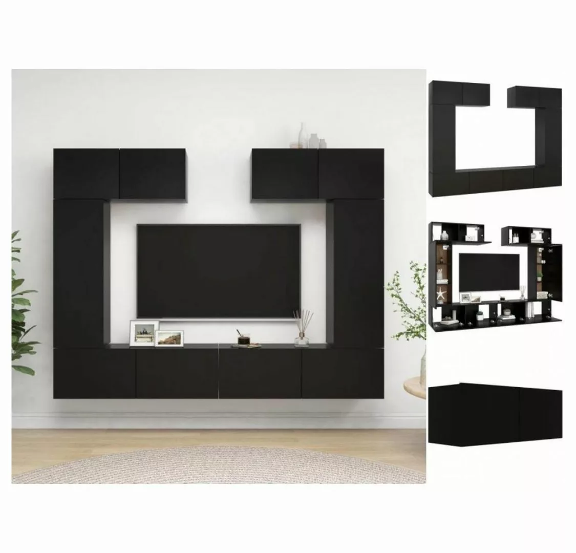 vidaXL TV-Schrank 6-tlg TV-Schrank-Set Schwarz Spanplatte günstig online kaufen