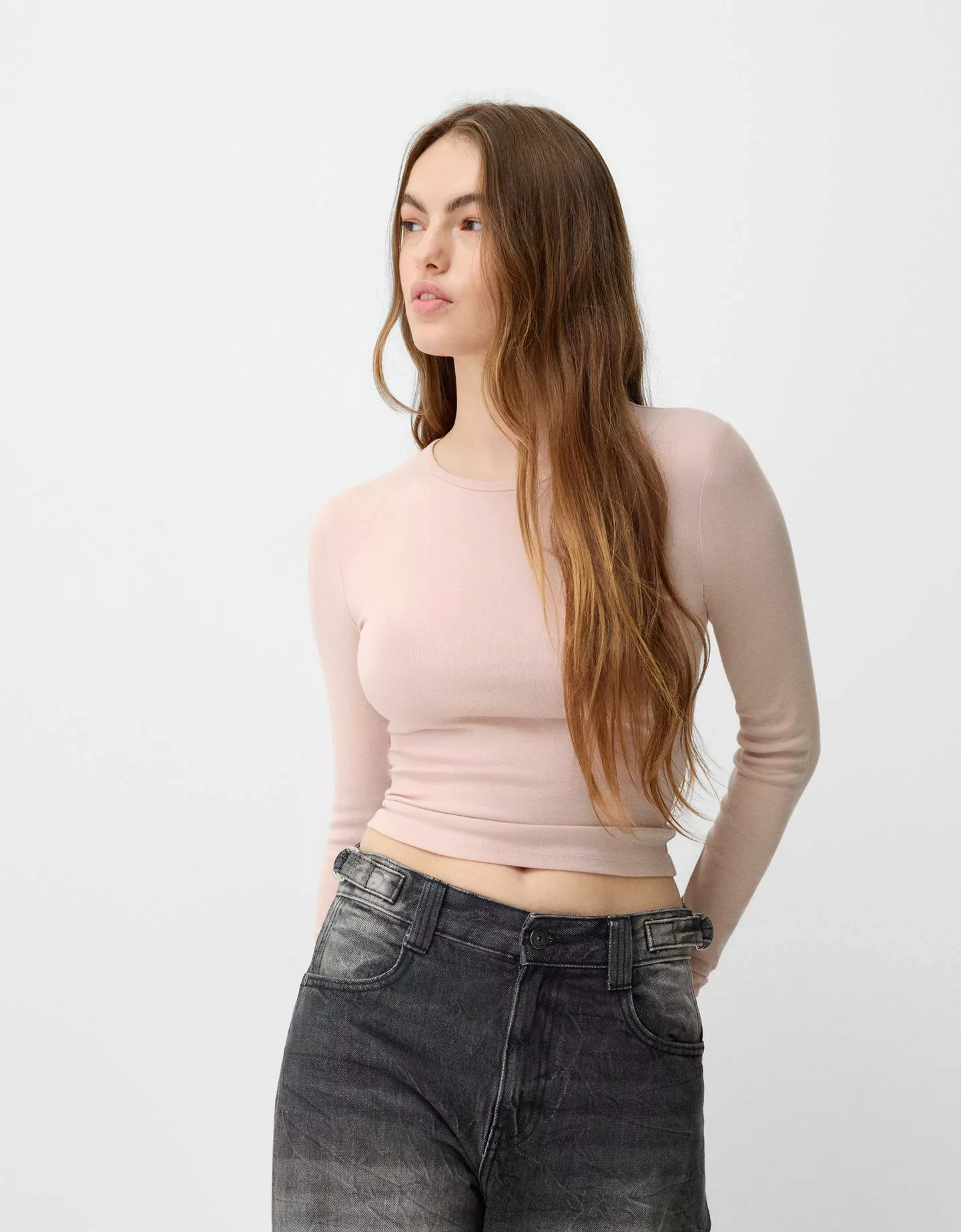 Bershka Langarmshirt Damen S Rosa günstig online kaufen