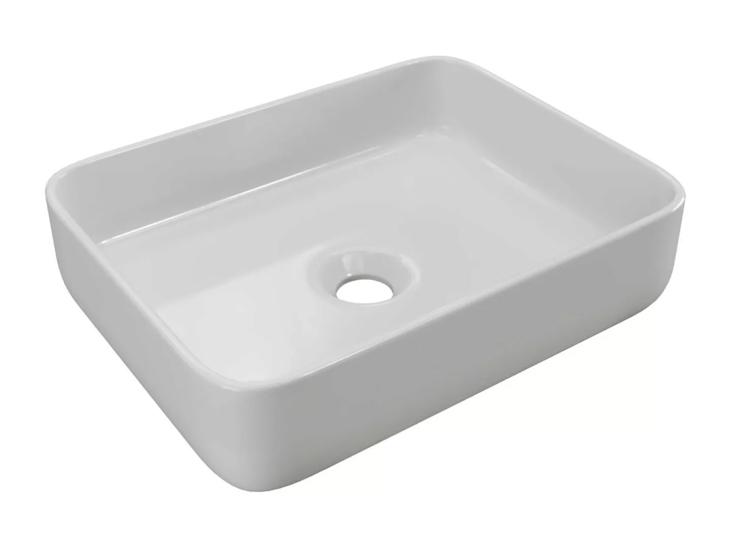 Aufsatzwaschbecken rechteckig - Keramik - Weiß - 50 x 39 cm - JUNIKO II günstig online kaufen