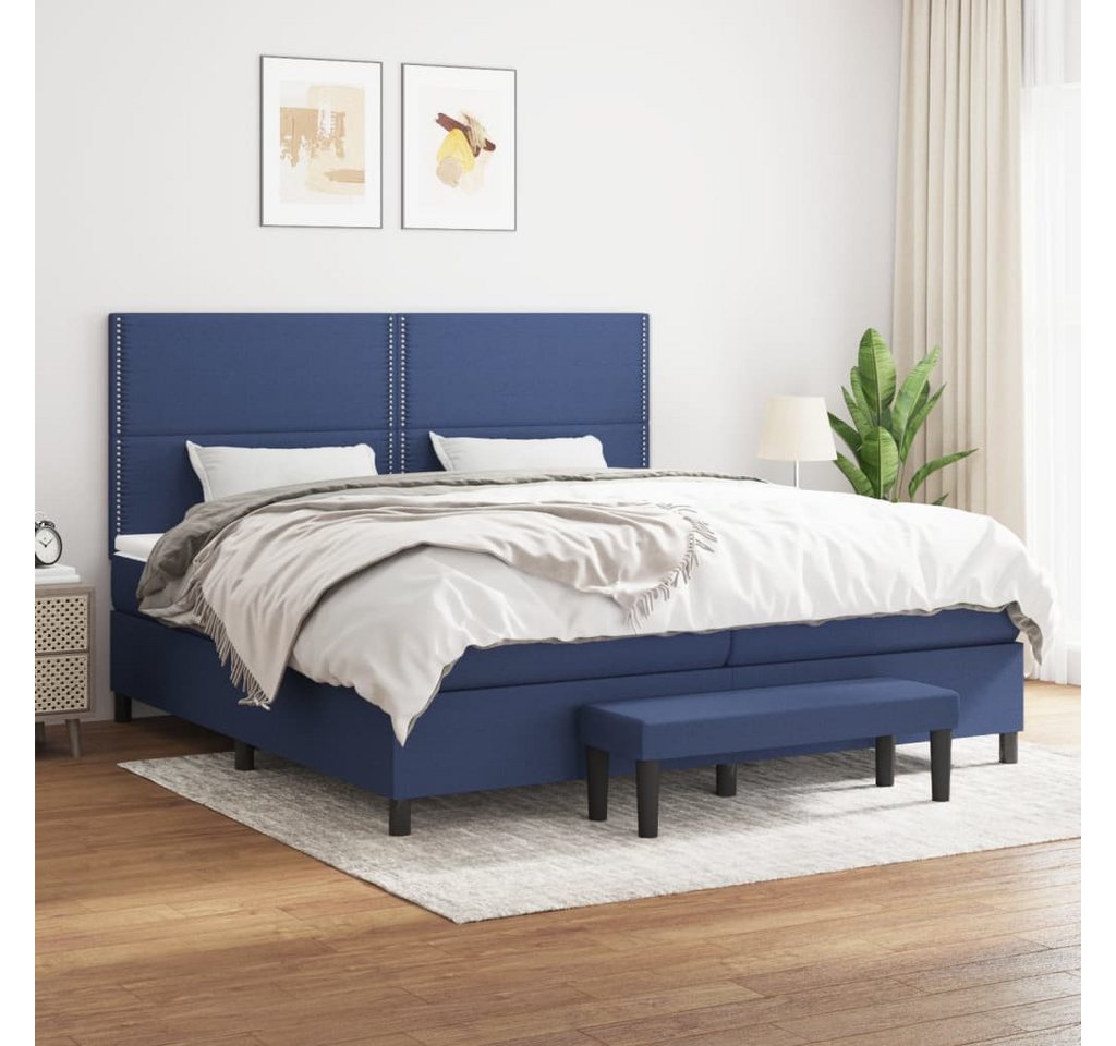 vidaXL Boxspringbett Boxspringbett mit Matratze Blau 200x200 cm Stoff Bett günstig online kaufen