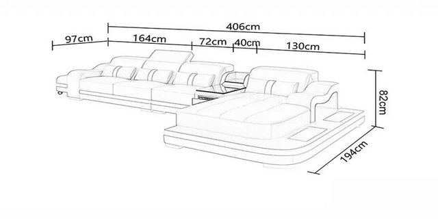 Xlmoebel Ecksofa Designersofa in L-Form aus Leder für das Wohnzimmer, Herge günstig online kaufen