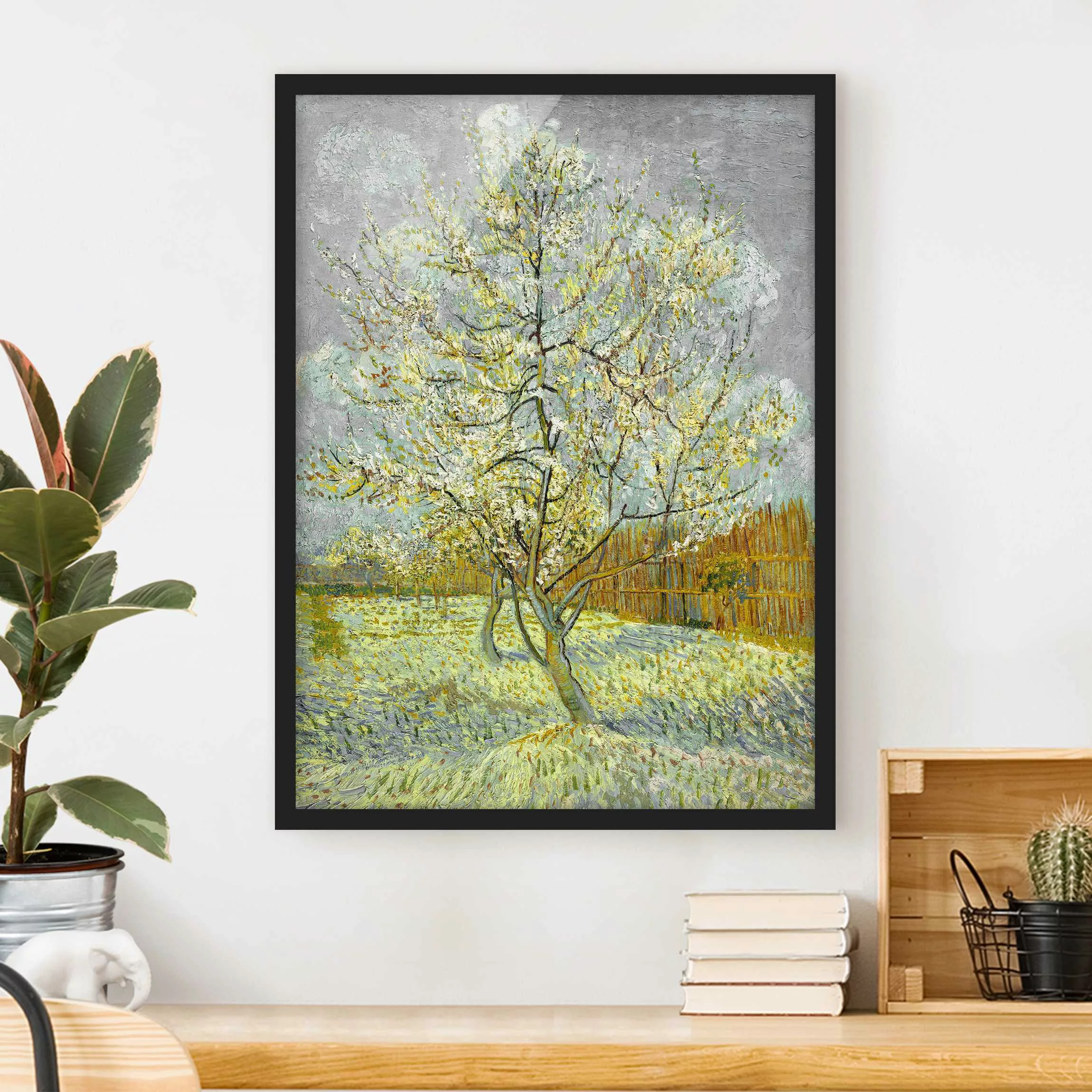 Bild mit Rahmen Kunstdruck - Hochformat Vincent van Gogh - Pfirsichbaum ros günstig online kaufen