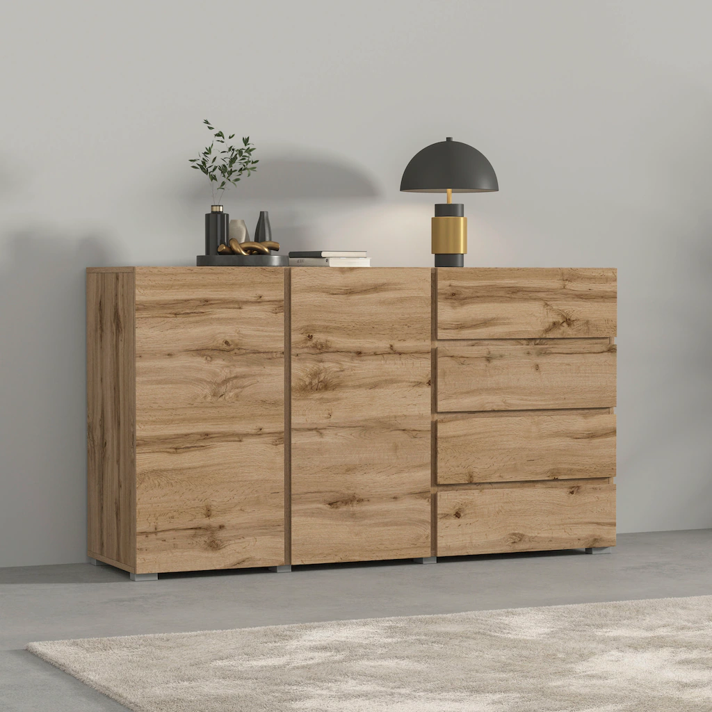 INOSIGN Sideboard "Asymetric, Breite 138 cm, grifflose Kommode 2 Türen/4 Sc günstig online kaufen