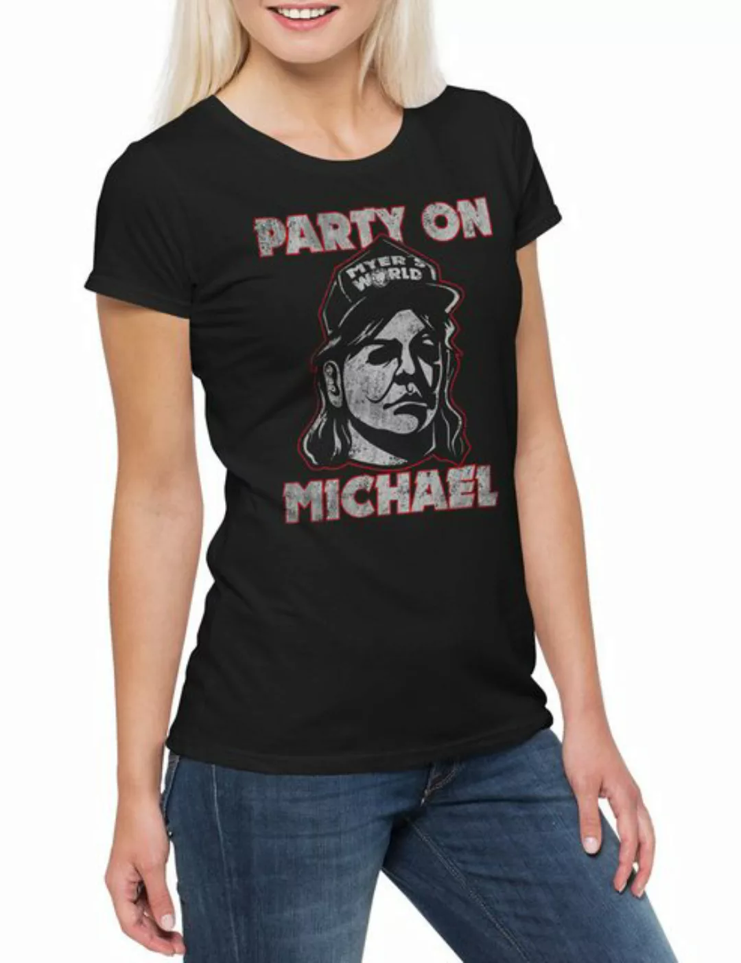 Urban Backwoods Print-Shirt Party On Michael Damen T-Shirt Halloween Horror günstig online kaufen