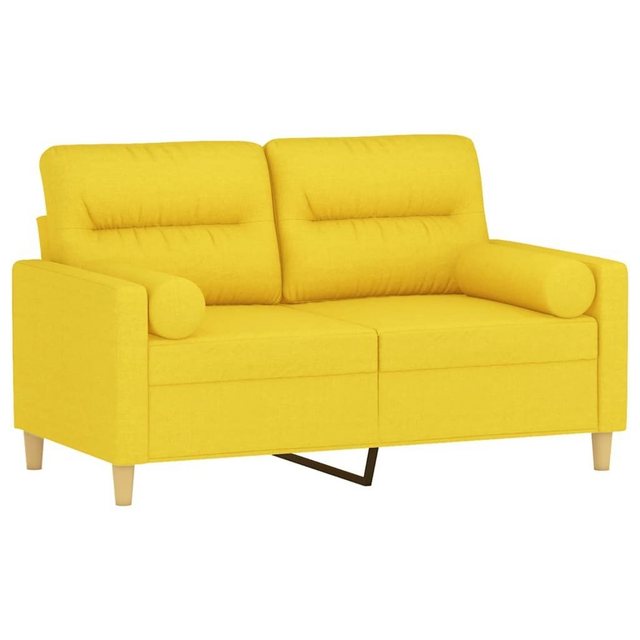 vidaXL Sofa 2-Sitzer-Sofa mit Zierkissen Hellgelb 120 cm Stoff günstig online kaufen