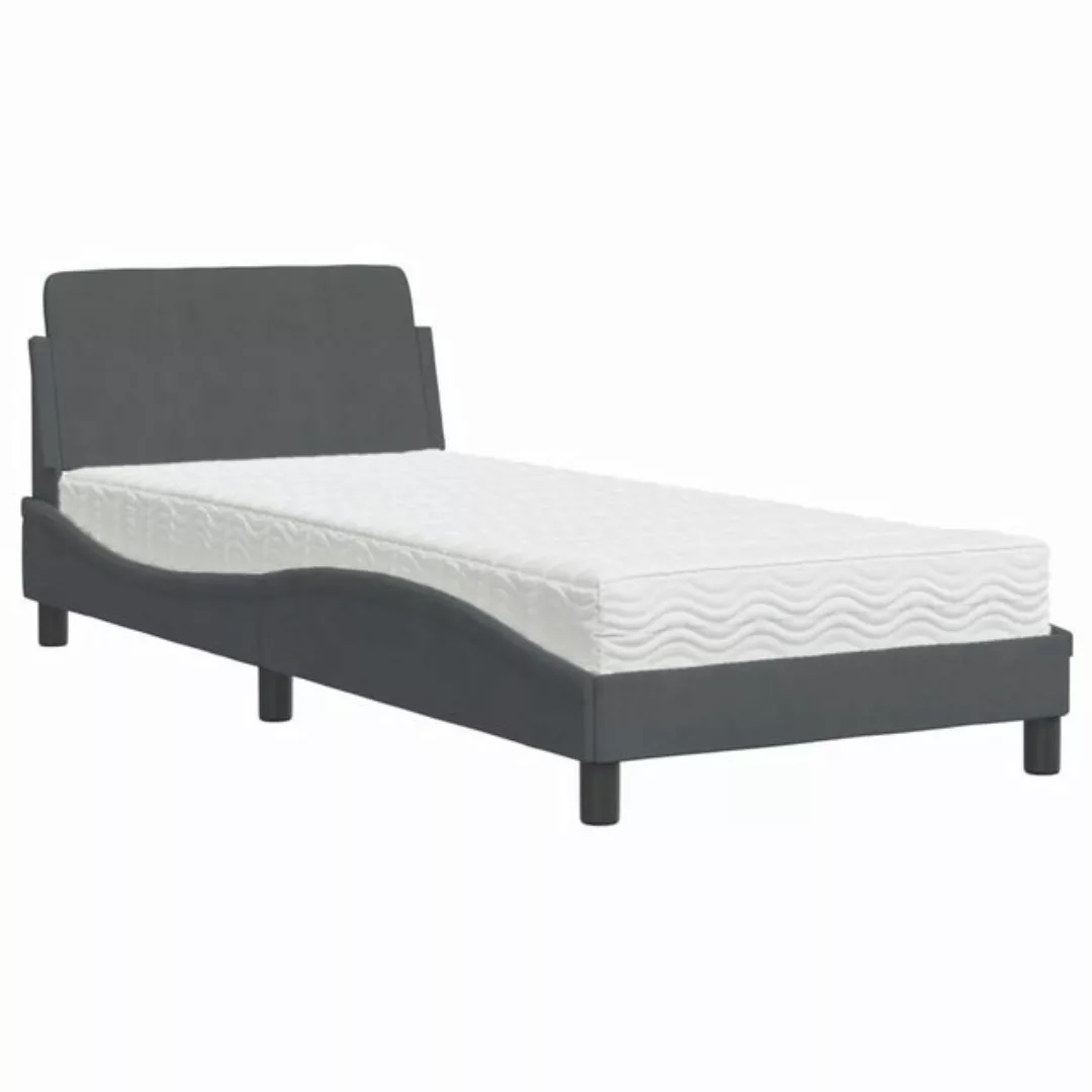 vidaXL Bett Bett mit Matratze Dunkelgrau 80x200 cm Samt günstig online kaufen