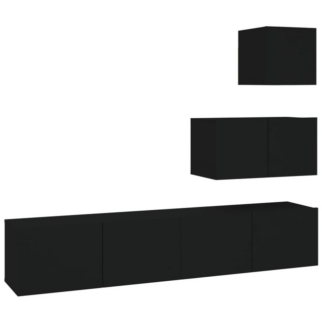 vidaXL TV-Schrank 4-tlg. TV-Schrank-Set Schwarz Holzwerkstoff (4-St) günstig online kaufen