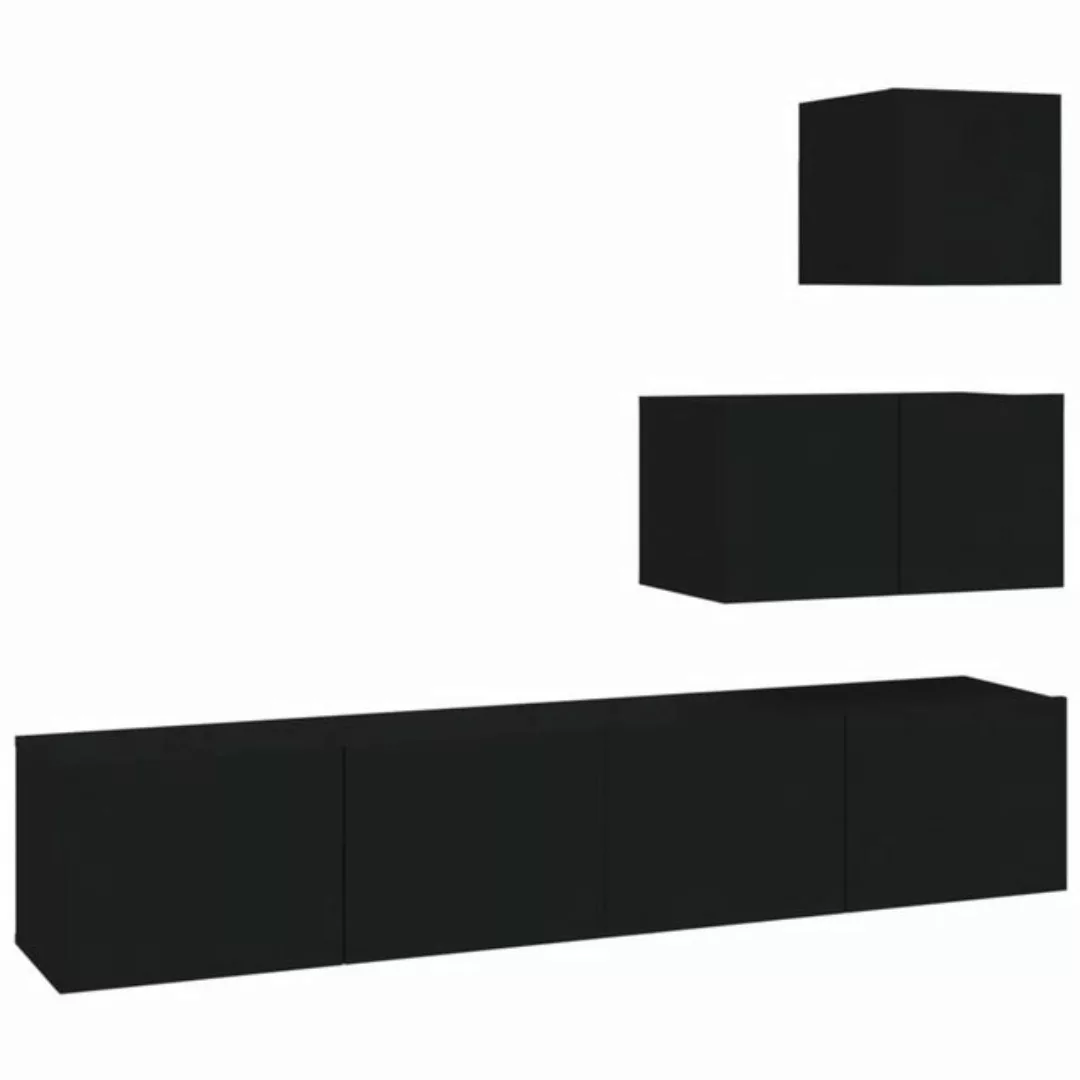 vidaXL TV-Schrank 4-tlg. TV-Schrank-Set Schwarz Holzwerkstoff (4-St) günstig online kaufen