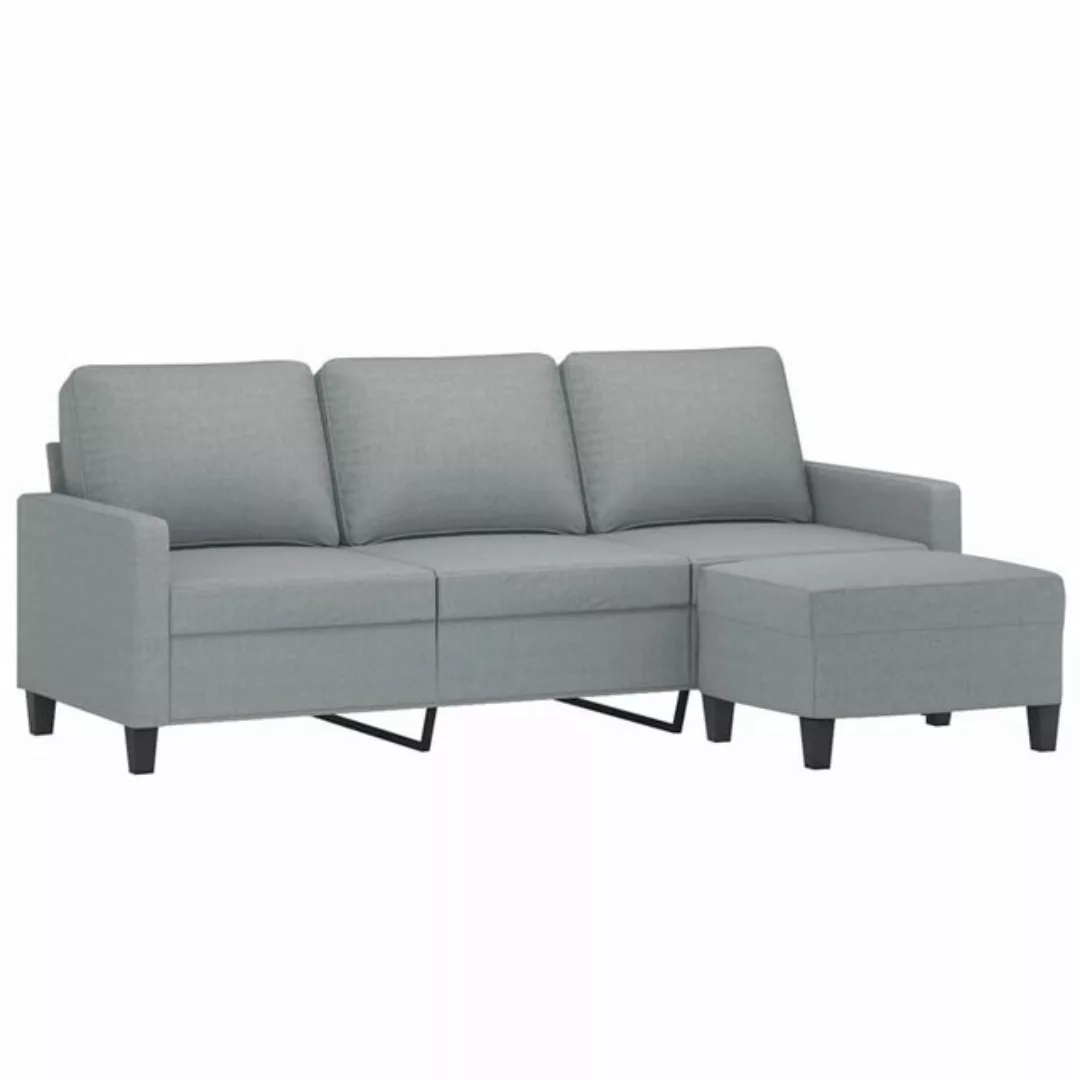 vidaXL Sofa 3-Sitzer-Sofa mit Hocker Hellgrau 180 cm Stoff günstig online kaufen