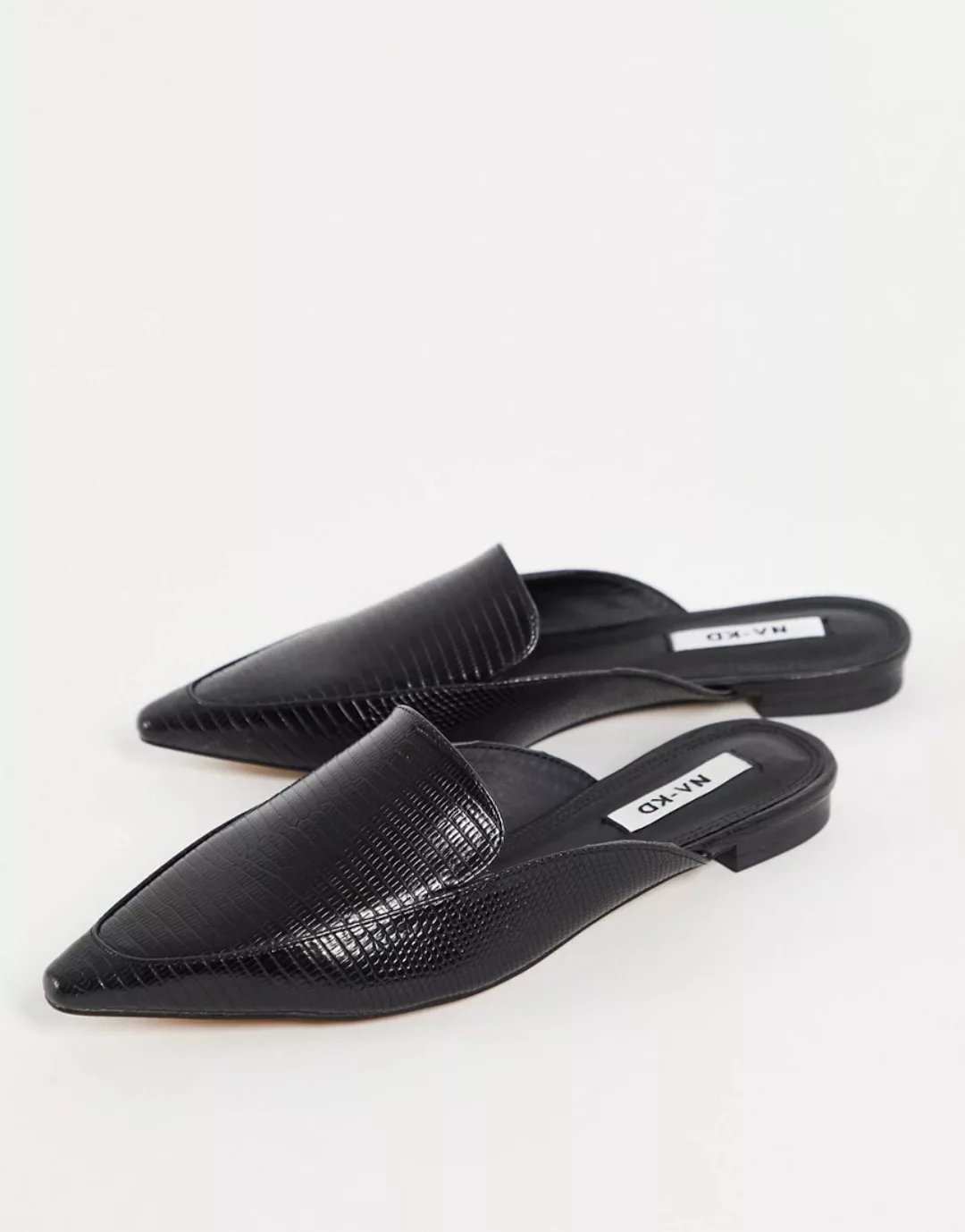 Na-KD – Spitze Slipper-Schuhe in Schwarz günstig online kaufen