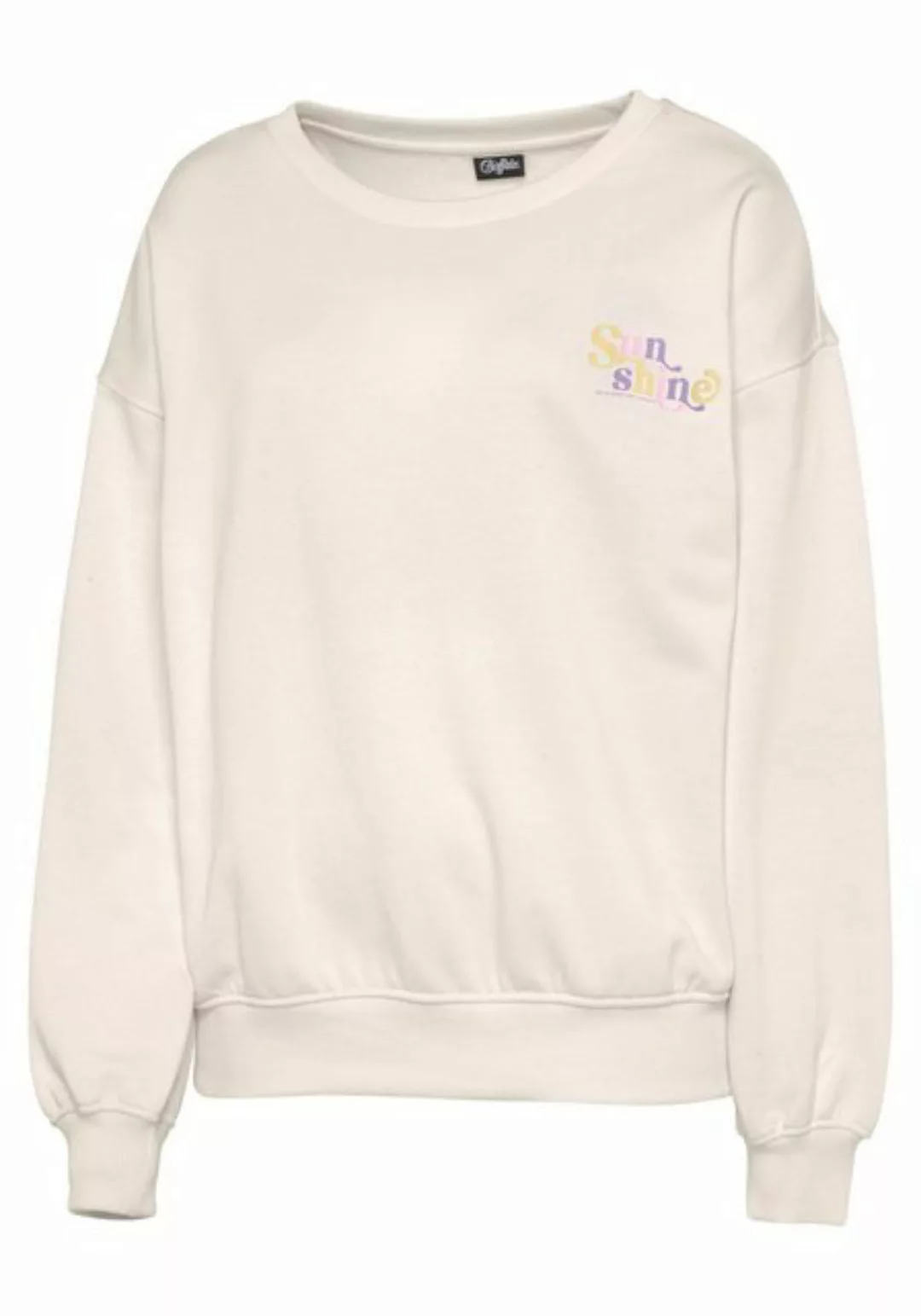 Buffalo Sweatshirt mit Rippbündchen und Sunshine Druck, Loungewear günstig online kaufen