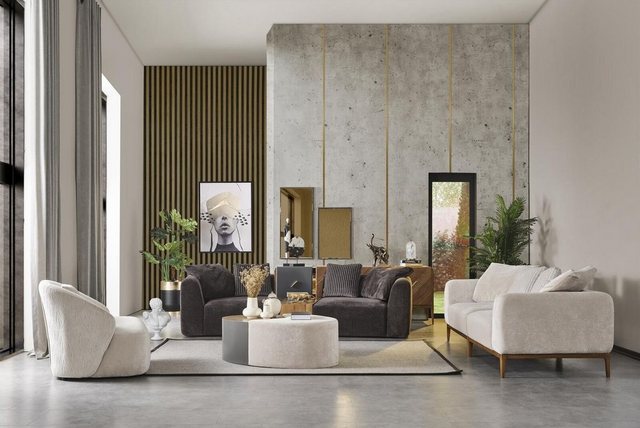 JVmoebel Sofa Sofagarnitur Sofa Stoff Sofas Modern Wohnzimmer Weiß 3tlg, 3 günstig online kaufen