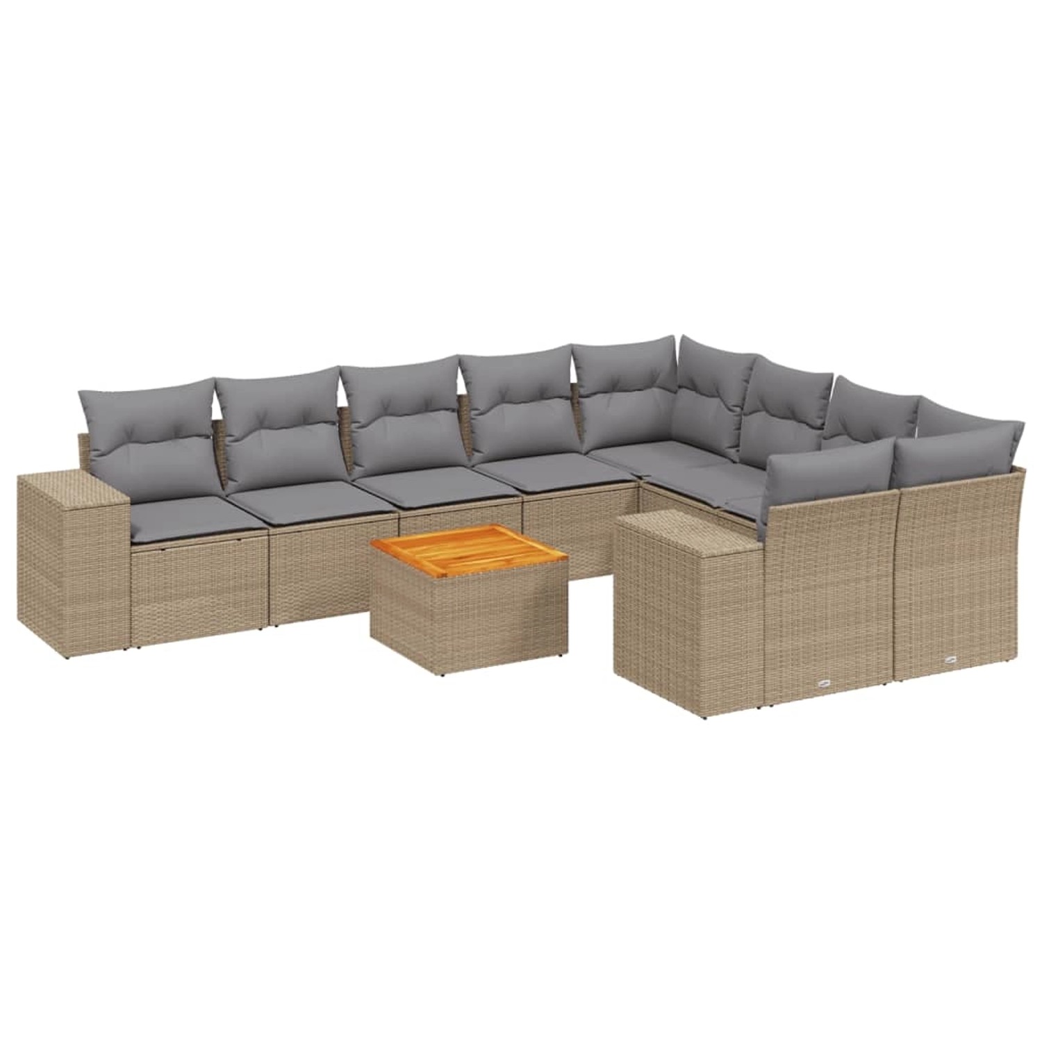 vidaXL 10-Tlg Garten-Sofagarnitur mit Kissen Beige Poly Rattan 3257935 günstig online kaufen
