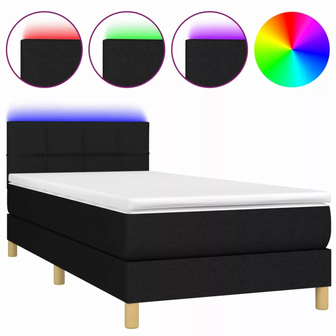 Vidaxl Boxspringbett Mit Matratze & Led Schwarz 80x200 Cm Stoff günstig online kaufen