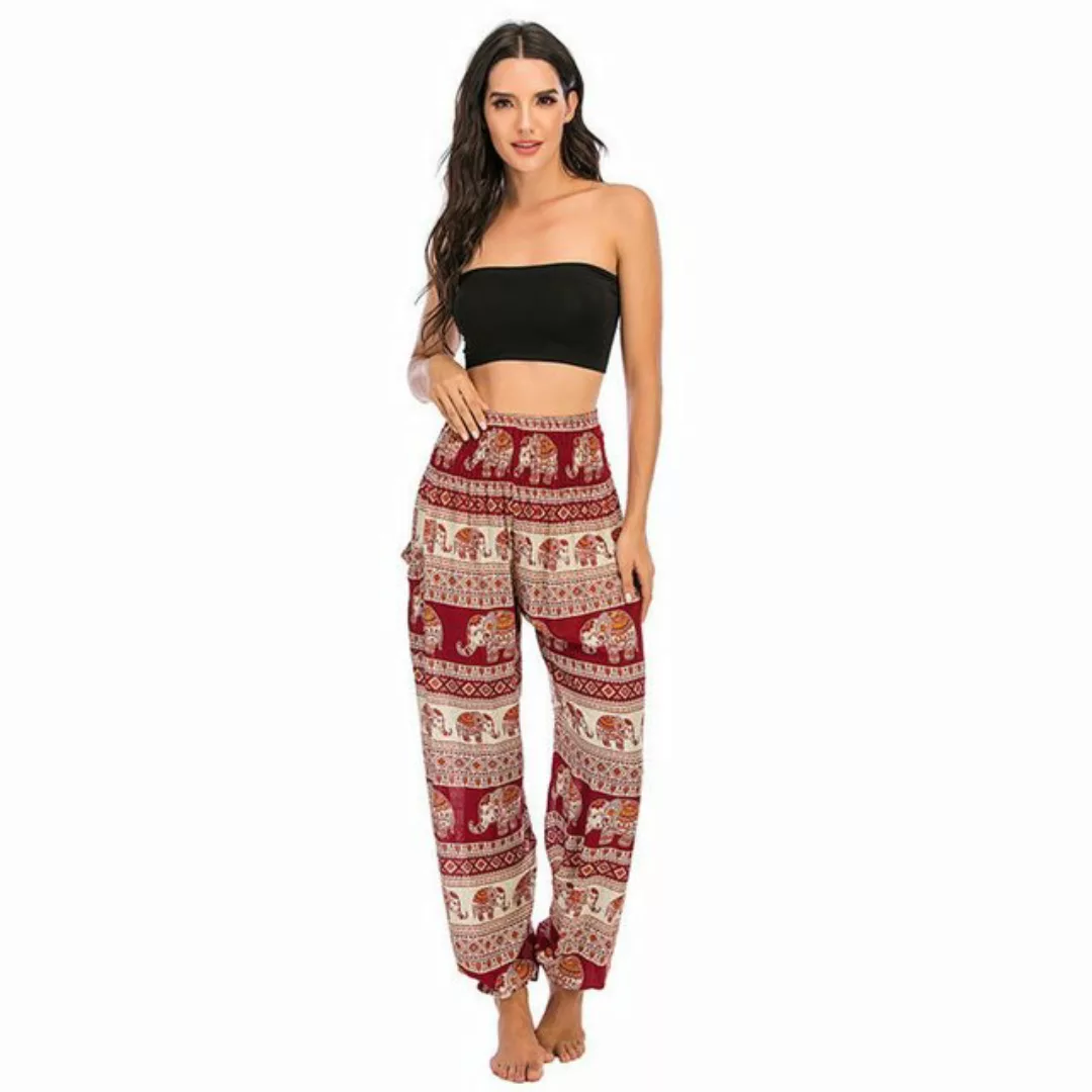 AUKUU Loungepants Bohemian Freizeit-Weitrock-Hose, Sommerhose günstig online kaufen