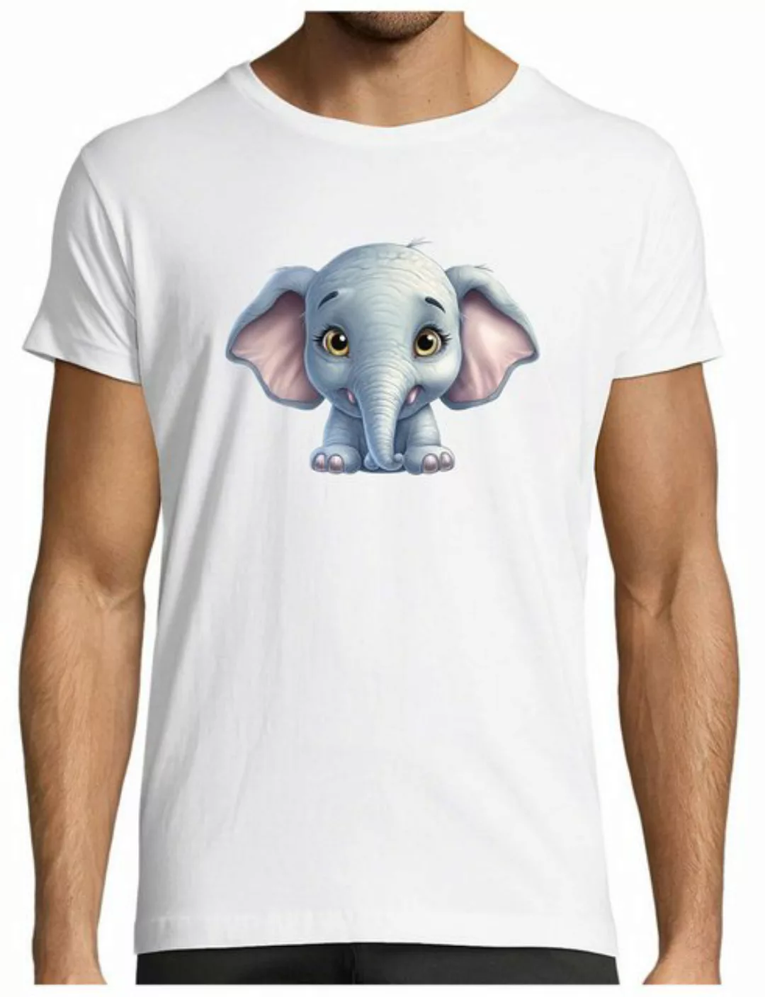 MyDesign24 T-Shirt Herren Print Shirt - Cartoon Elefant Brustprint Baumwoll günstig online kaufen