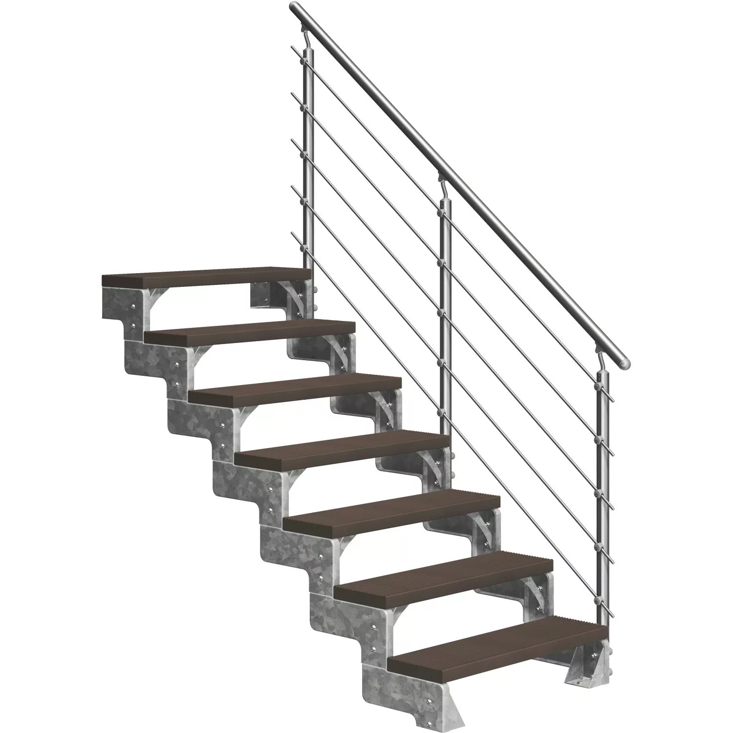 Dolle Außentreppe Gardentop 7 TRIMAX-Stufen 100 cm Dunkelbraun + Geländer günstig online kaufen