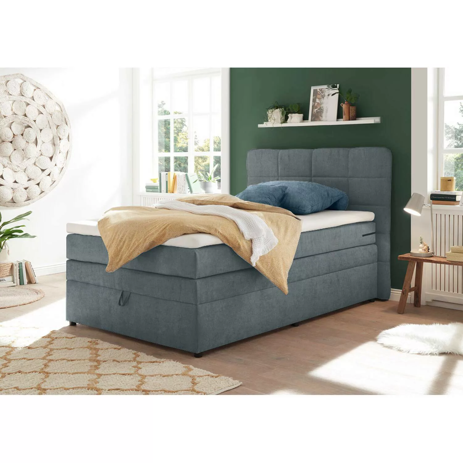 Lomadox Boxspringbett TEREZIN-09, Jugendbett, 140x200, mit Bettkasten, Härt günstig online kaufen