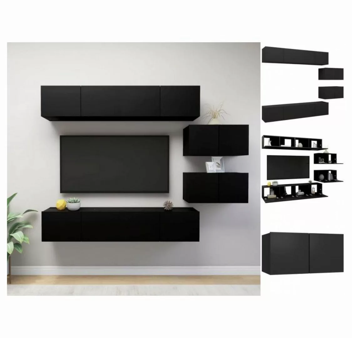 vidaXL TV-Schrank 6-tlg TV-Schrank-Set Schwarz Spanplatte günstig online kaufen