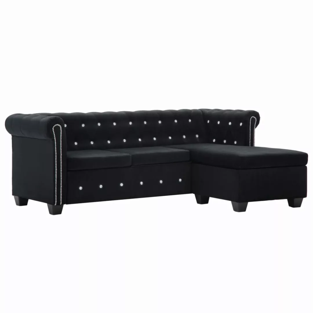 Chesterfield Sofa L-förmig Samtbezug 199x142x72 Cm Schwarz günstig online kaufen