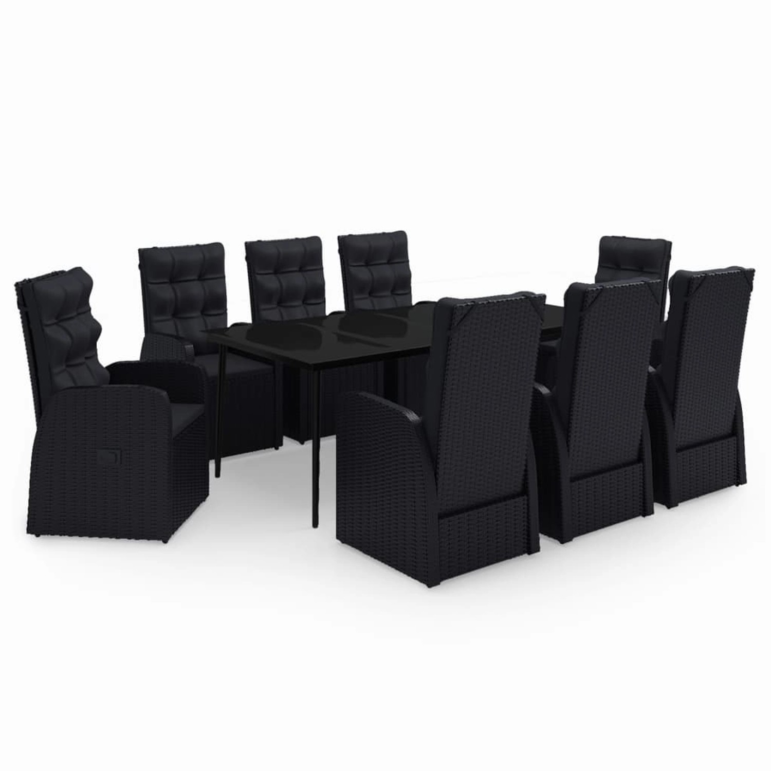 vidaXL 9-Tlg Garten-Essgruppe mit Kissen Schwarz 3099496 günstig online kaufen