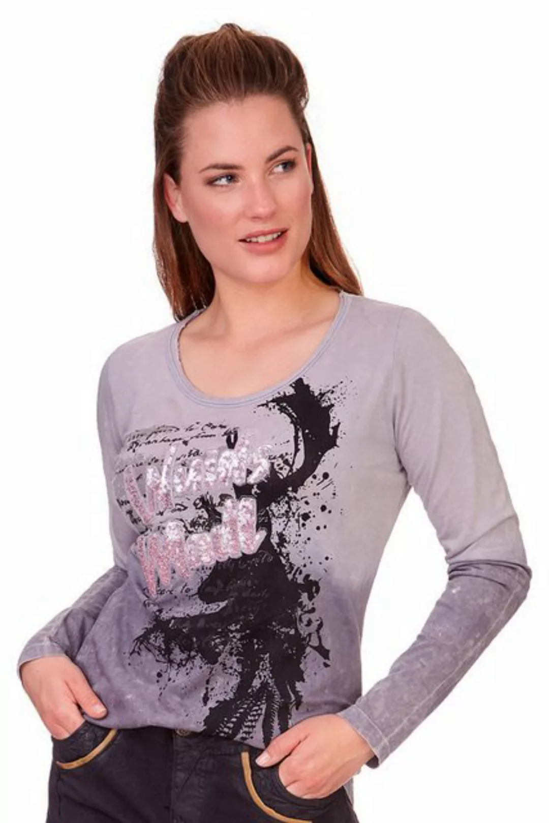 Hangowear Trachtenshirt Longsleeve Damen - CHLOE - grau günstig online kaufen