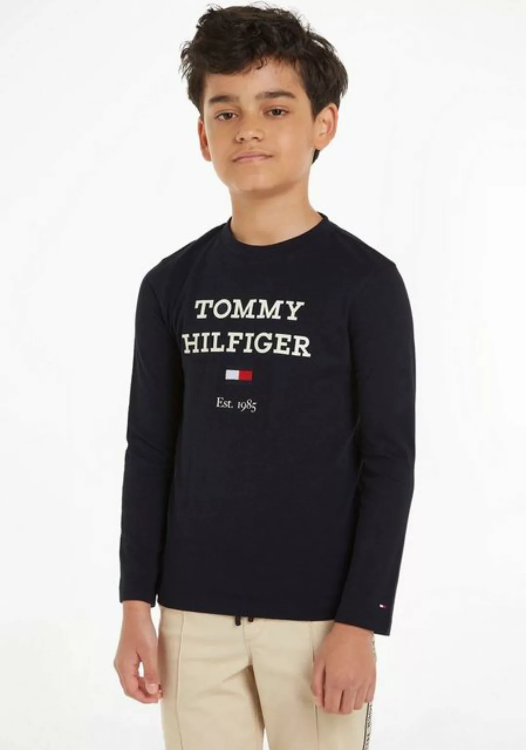 Tommy Hilfiger Langarmshirt TH LOGO TEE L/S mit großem Logo auf der Brust günstig online kaufen