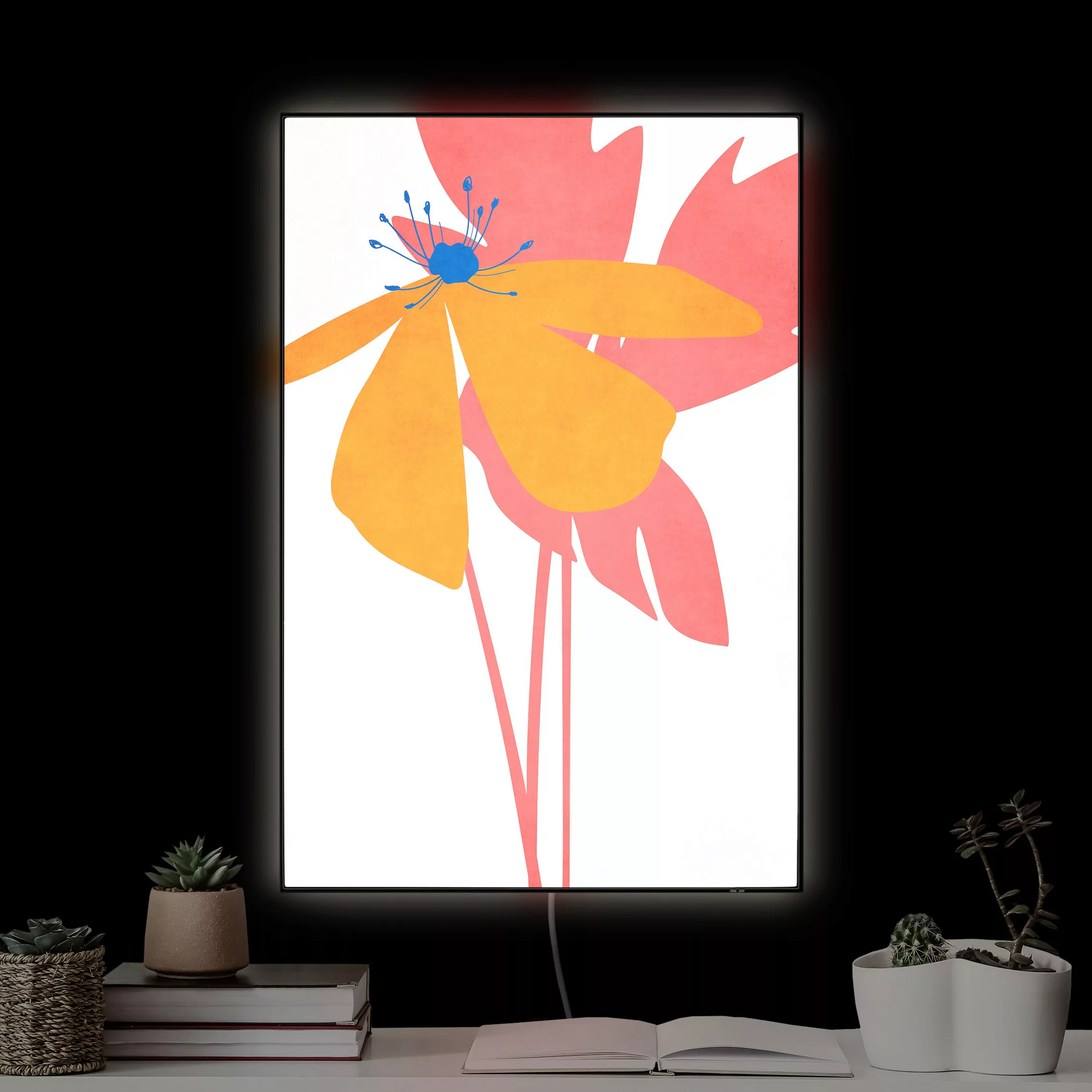 LED-Wechselbild Florale Schönheit Rosa und Orange günstig online kaufen