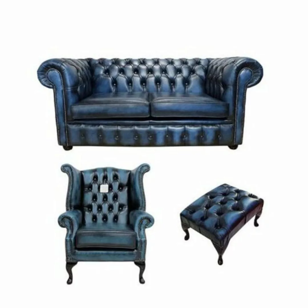 JVmoebel Chesterfield-Sofa, Chesterfield Couch Leder Textil Sofa Ledersofa günstig online kaufen