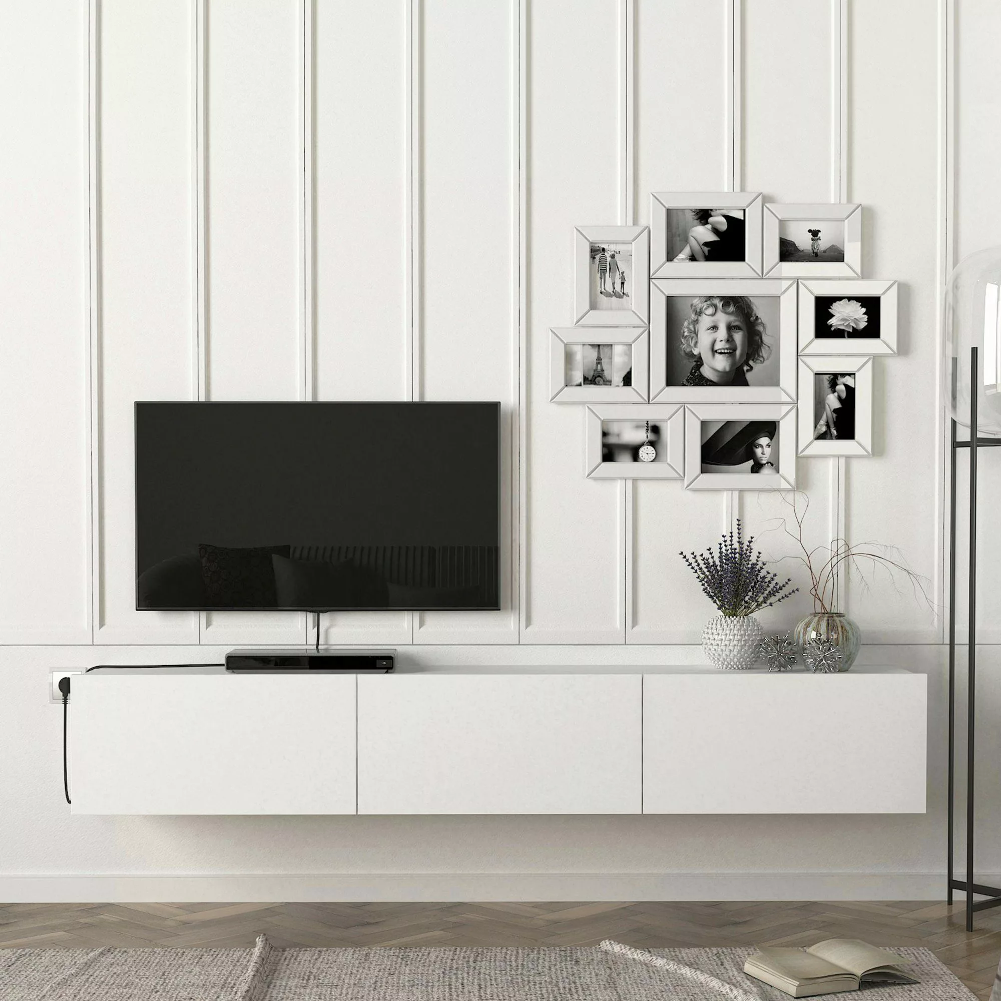 en.casa TV-Schrank »Vihti« Fernsehschrank 180x31x29,5cm Weiß günstig online kaufen