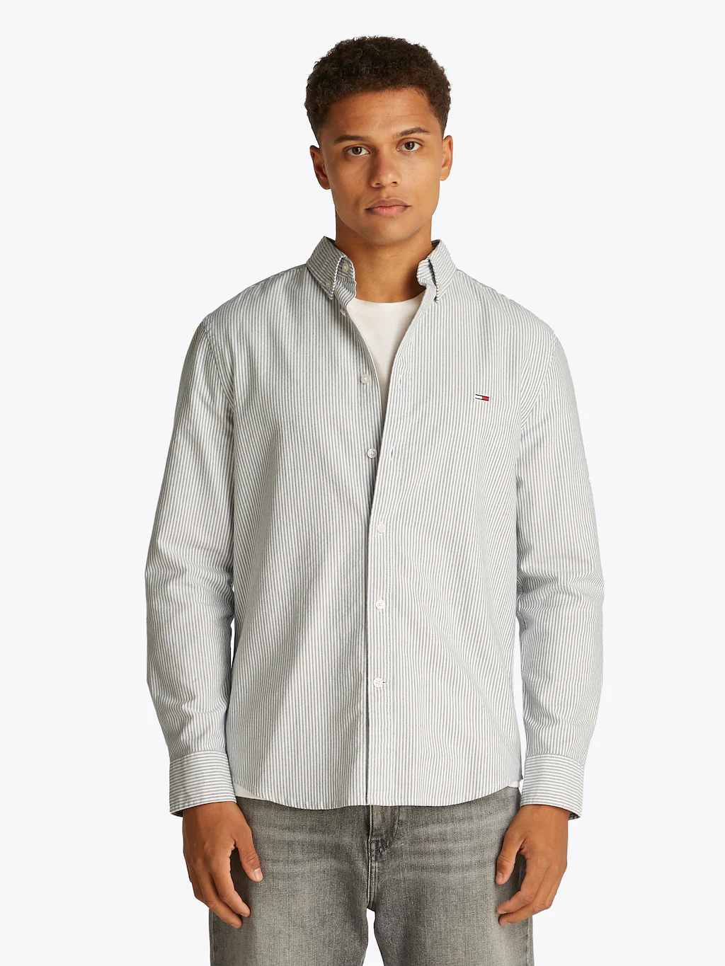 Tommy Jeans Langarmhemd "TJM SLIM STRIPE OXFORD SHIRT EXT", Mit Button-Down günstig online kaufen