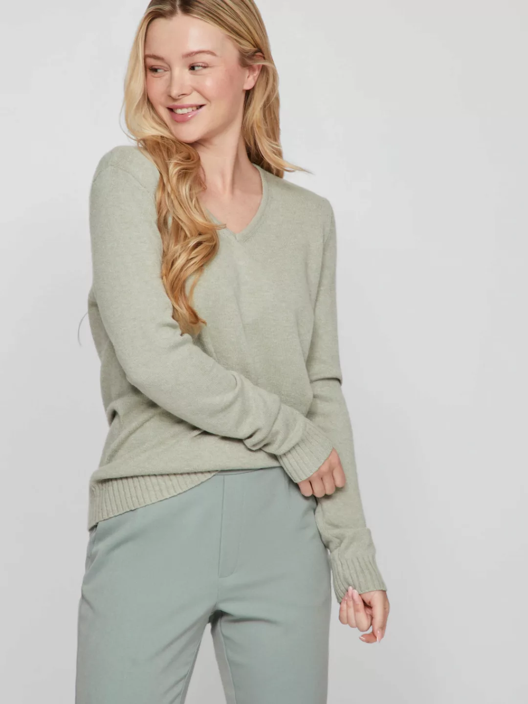 Vila V-Ausschnitt-Pullover VIRIL V-NECK L/S KNIT TOP - NOOS günstig online kaufen