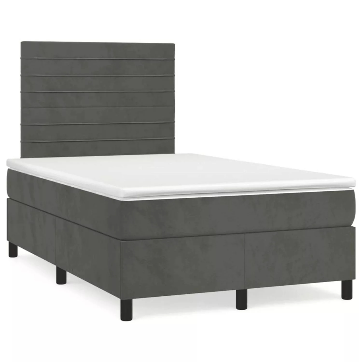 Vidaxl Boxspringbett Mit Matratze Dunkelgrau 120x200 Cm Samt günstig online kaufen